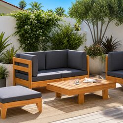 Outdoor Lounge Set with Sofa and Table