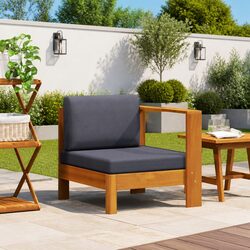 Acacia Wood Garden Sectional Sofa - Grey