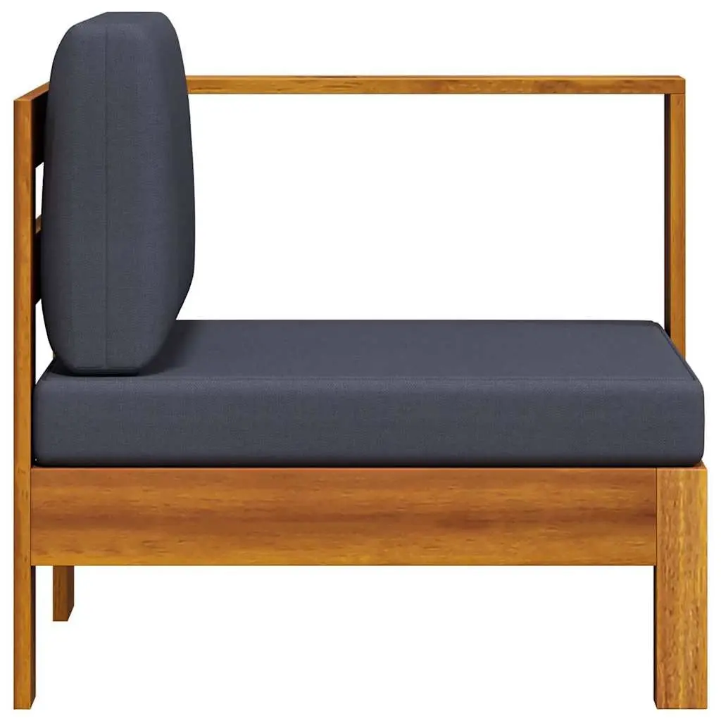 Outdoor Sofa Sectional Unit Grey Acacia Wood One Armrest