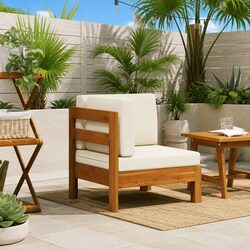 Outdoor Corner Sofa with Cream Cushions for Relaxation
