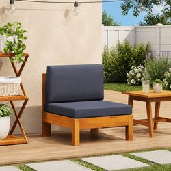 Acacia Wood Middle Sectional Sofa with Cushions