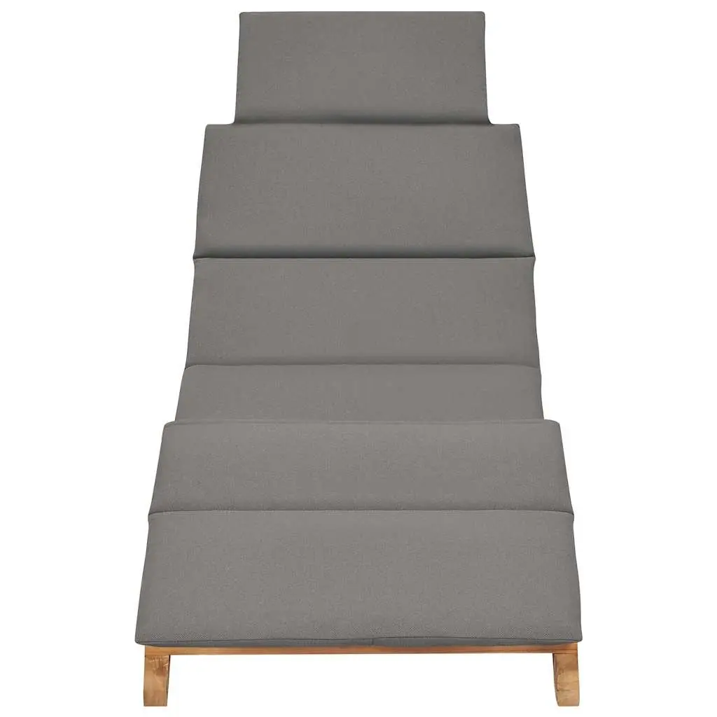 Folding Sun Lounger Wooden Garden Outdoor Seating Bed Recliner with Cushion