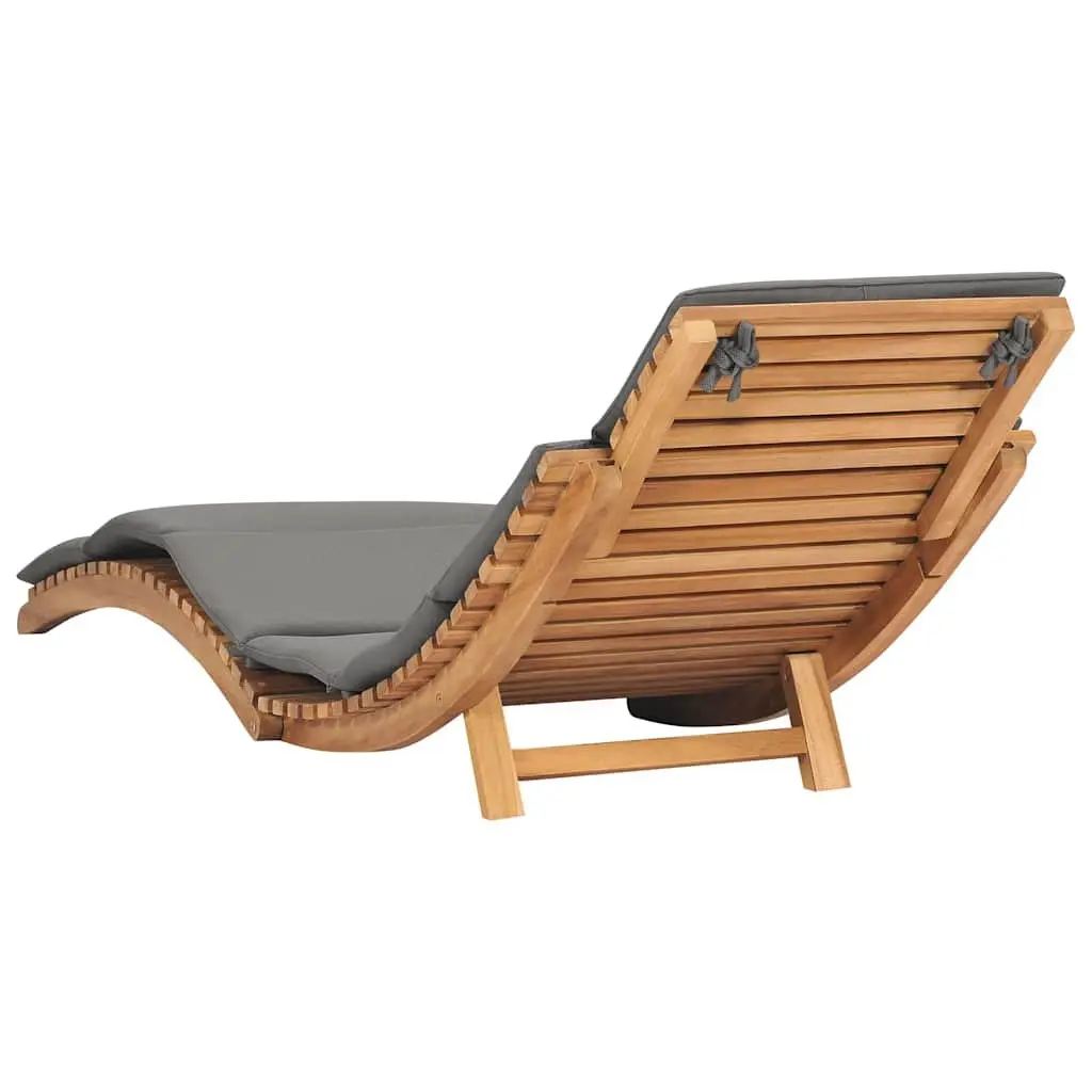 Folding Sun Lounger Wooden Garden Outdoor Seating Bed Recliner with Cushion