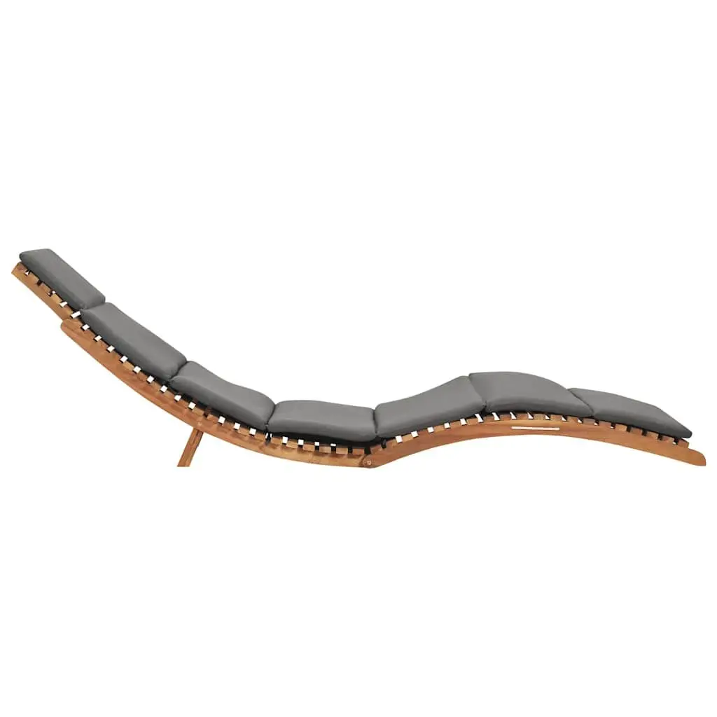 Folding Sun Lounger Wooden Garden Outdoor Seating Bed Recliner with Cushion