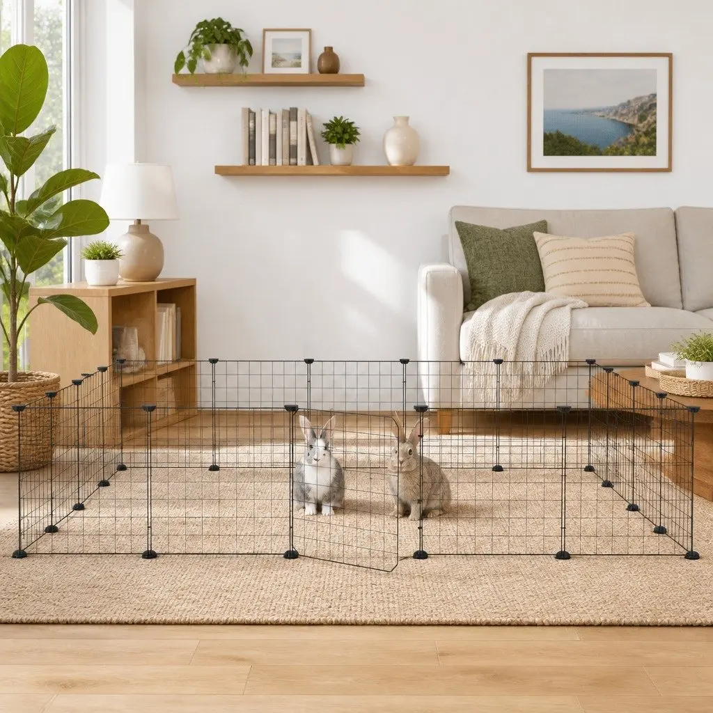 20 Panel Pet Cage Black 35x35 cm Removable Panels with Door