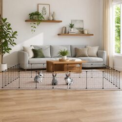 28-Panel Black Pet Cage with Access Door