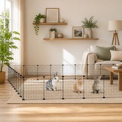 36-Panel Pet Cage: Black Modular Habitat - 35x35 cm