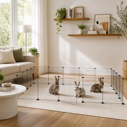 20-Panel Pet Enclosure, Black Steel Construction