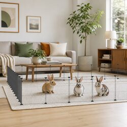44-Panel Pet Cage with Door Black 35x35 cm Modular Small Animal Habitat