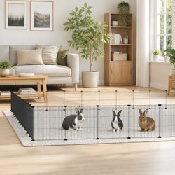 52-Panel Pet Cage with Door Black 35x35 cm Modular Small Animal Habitat