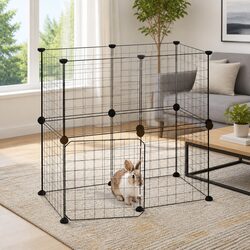 12-Panel Pet Cage with Door Black 35x35 cm Small Animal Exercise Enclosure