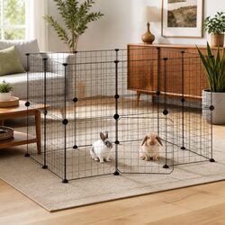 20-Panel Black Pet Cage: Safe and Durable for Small Pets