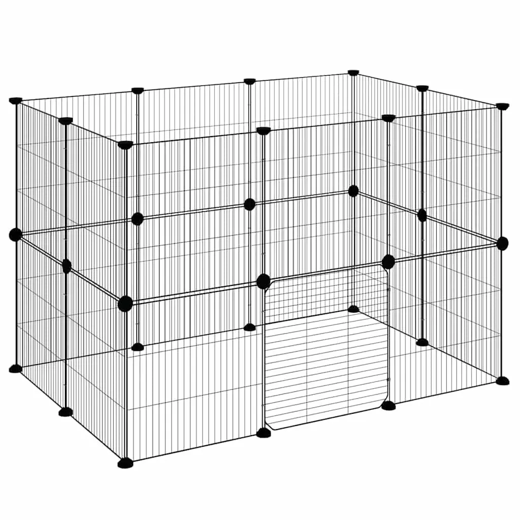 20 Panel Black Pet Cage 105x70x70 cm DIY Enclosure with Door for Small Animals