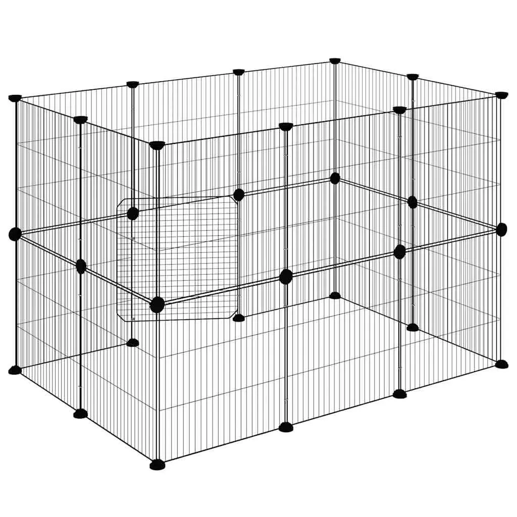 20 Panel Black Pet Cage 105x70x70 cm DIY Enclosure with Door for Small Animals