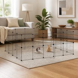 36-Panel Pet Cage with Door Black 35x35 cm Small Animal Enclosure Exercise