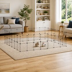 Pet Cage 52-Panel Playpen Enclosure Black 245x210x70 cm Steel DIY Small Animal