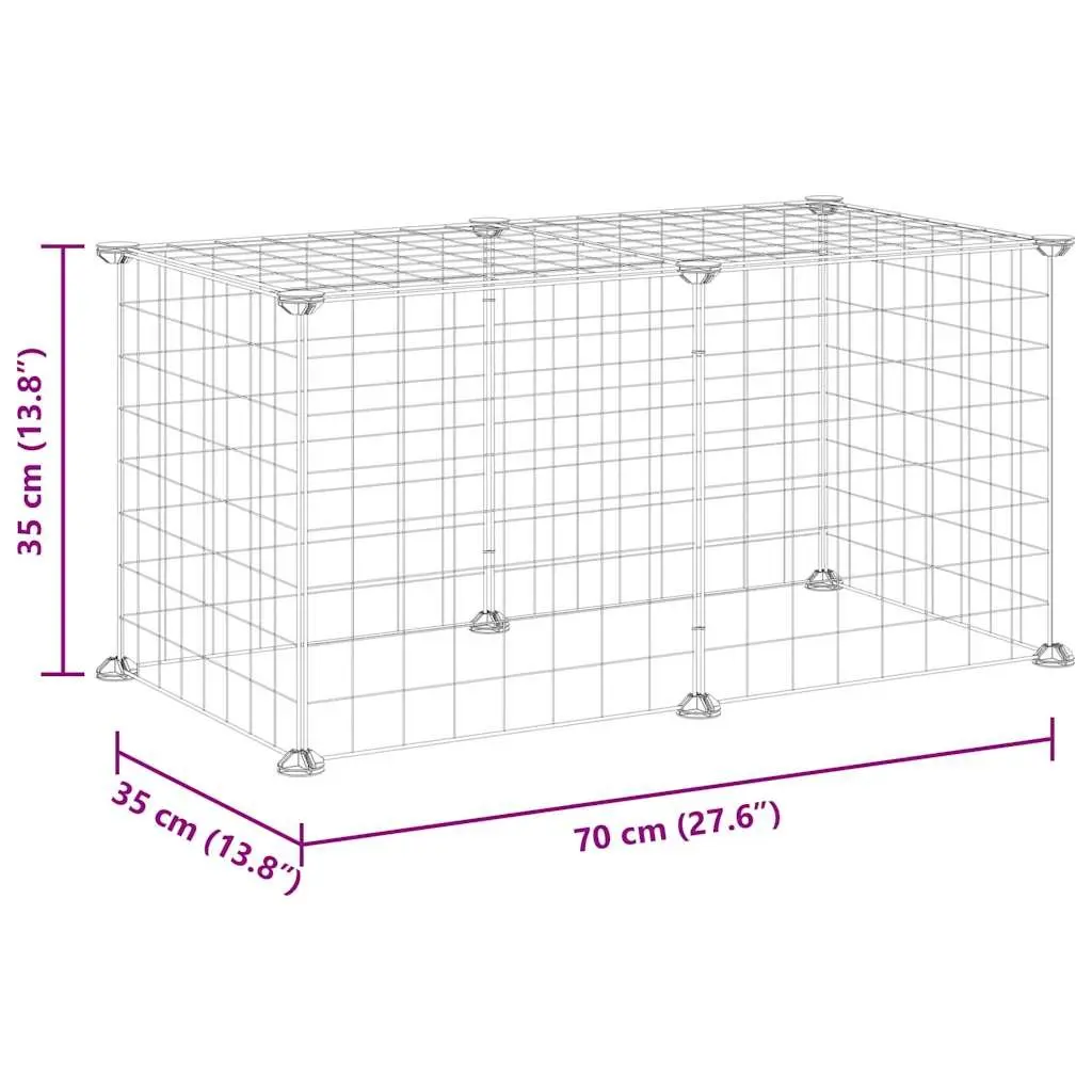 8 Panel Pet Cage Enclosure Black 35x35 cm Sturdy Construction Flexible Assembly