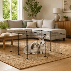 12-Panel Pet Cage with Door Black 35x35 cm Small Animal Habitat Enclosure