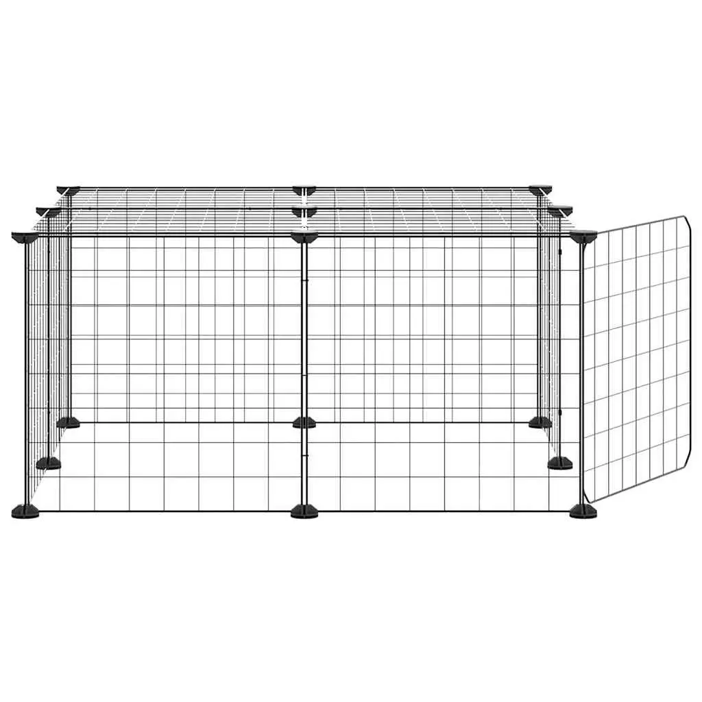 12-Panel Pet Cage Black 35x35 cm Sturdy Powder-Coated Steel Construction with Door