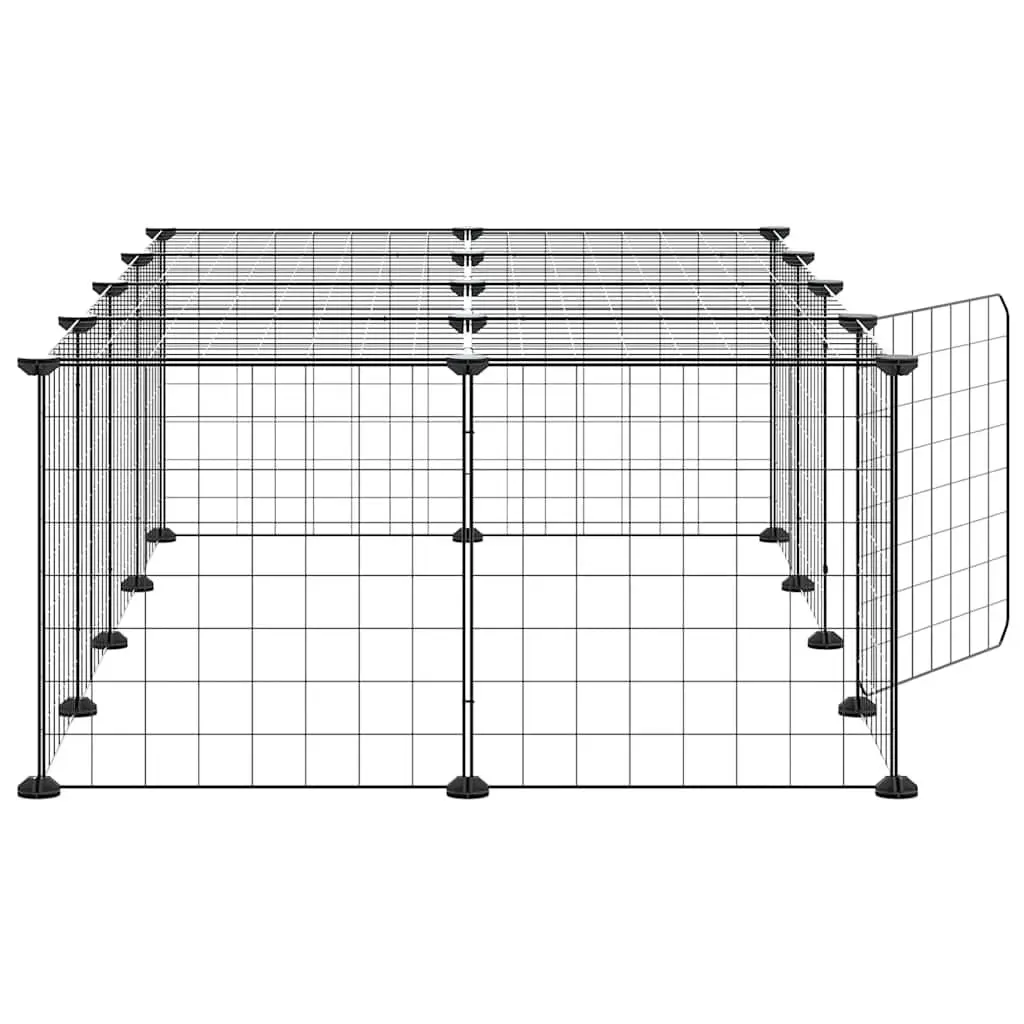 20-Panel Pet Cage with Door Black 35x35 cm Sturdy Steel Small Animal Habitat