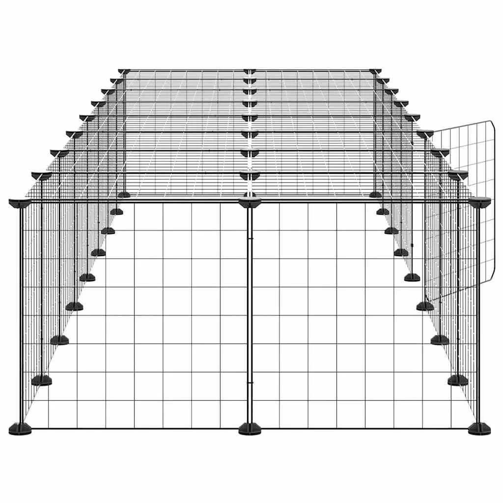 36-Panel Pet Cage with Door Black 35x35 cm Modular Small Animal Habitat