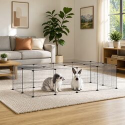 20-Panel Pet Cage with Door Black 35x35 cm Small Animal Playpen Exercise