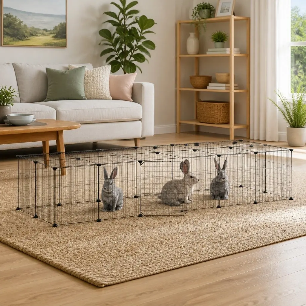 Pet Cage Black 35x35cm 28 Panel Modular Small Animal Habitat Enclosure with Door