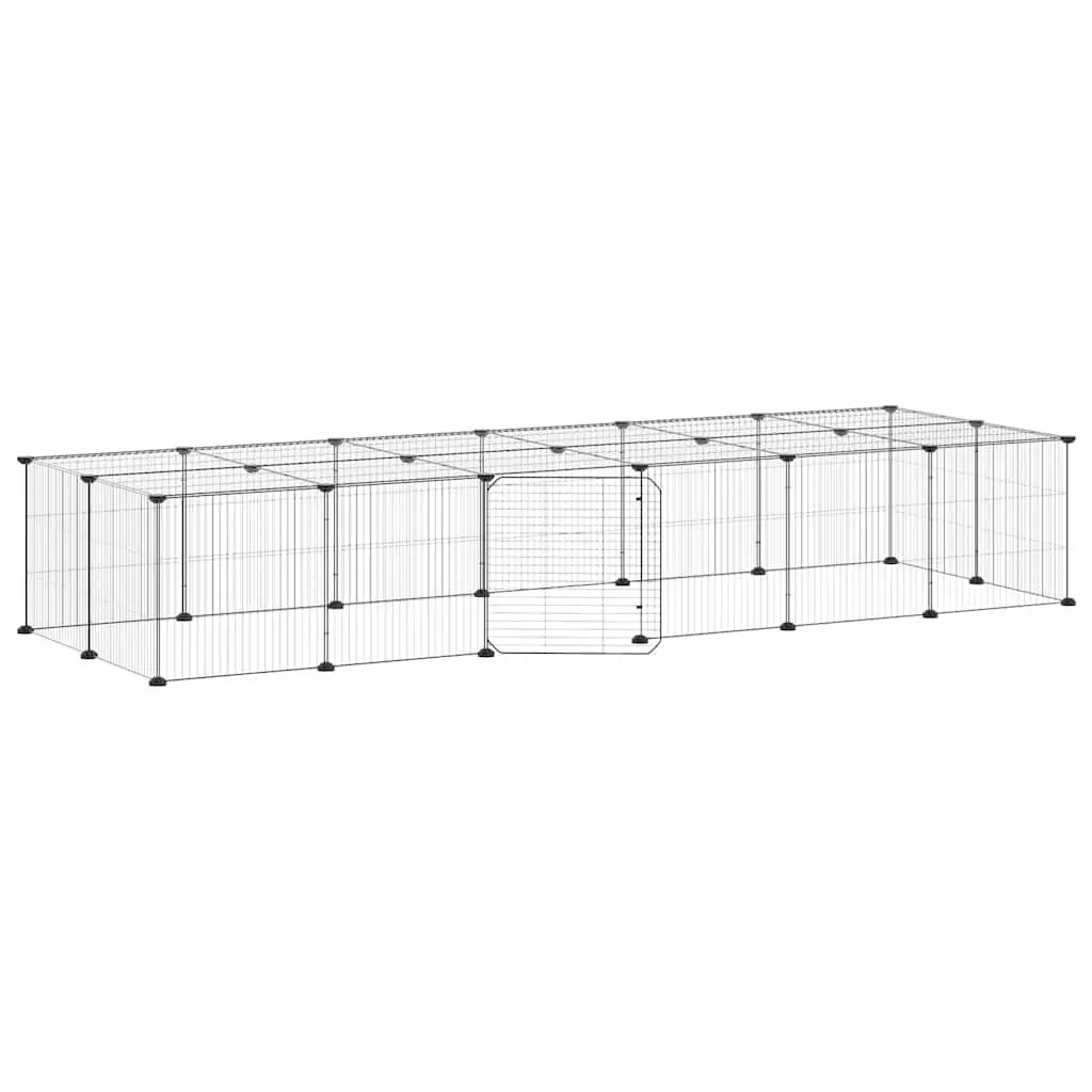 Pet Cage Black 35x35cm 28 Panel Modular Small Animal Habitat Enclosure with Door