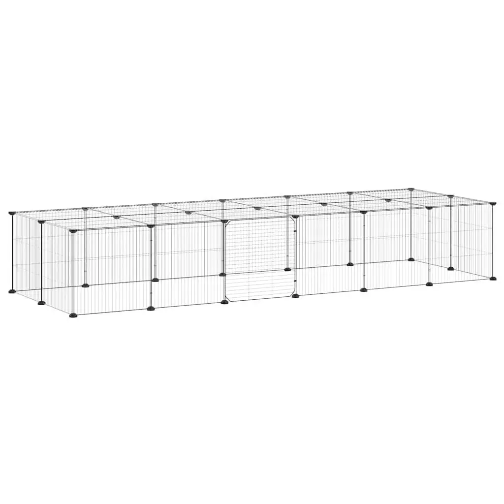 Pet Cage Black 35x35cm 28 Panel Modular Small Animal Habitat Enclosure with Door