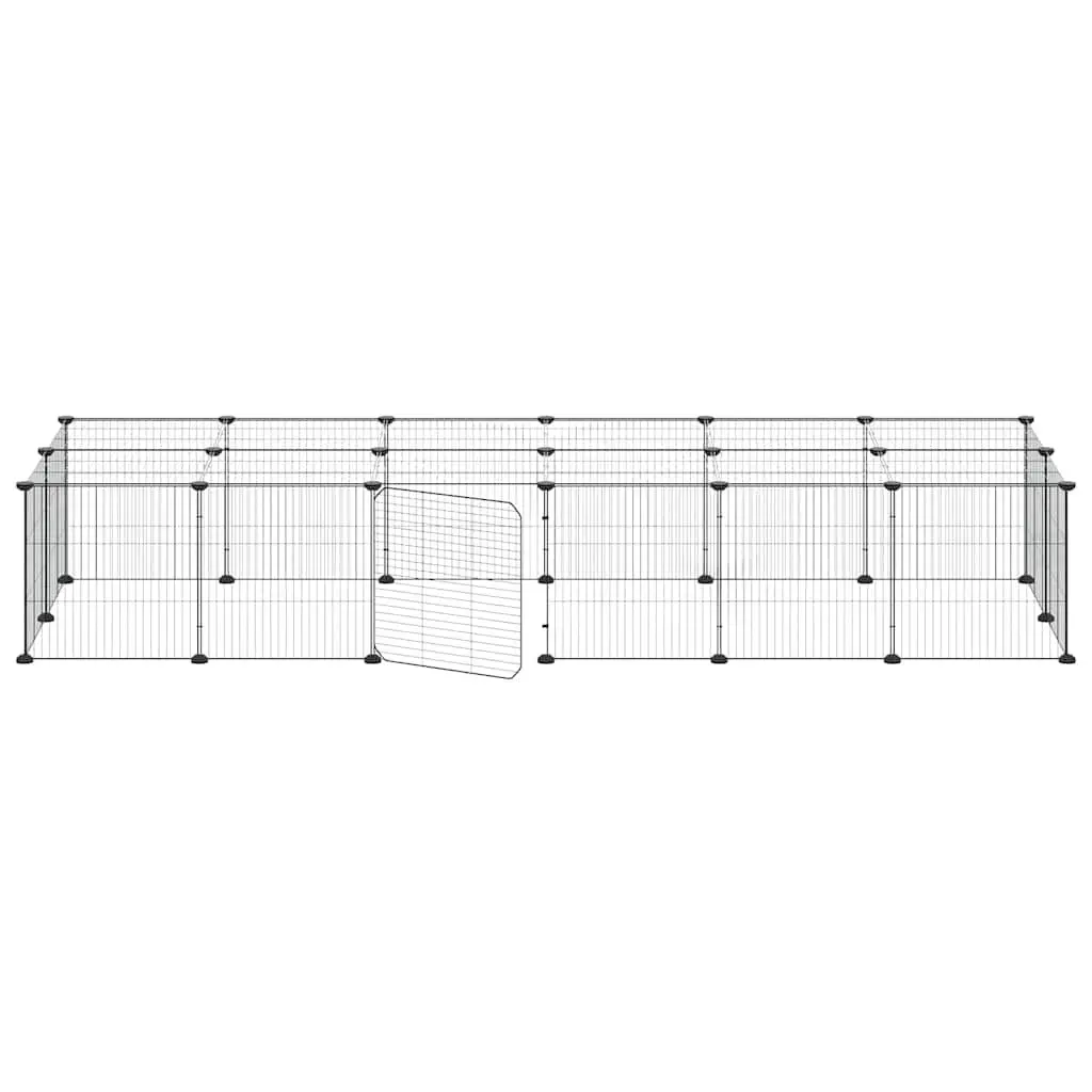 Pet Cage Black 35x35cm 28 Panel Modular Small Animal Habitat Enclosure with Door