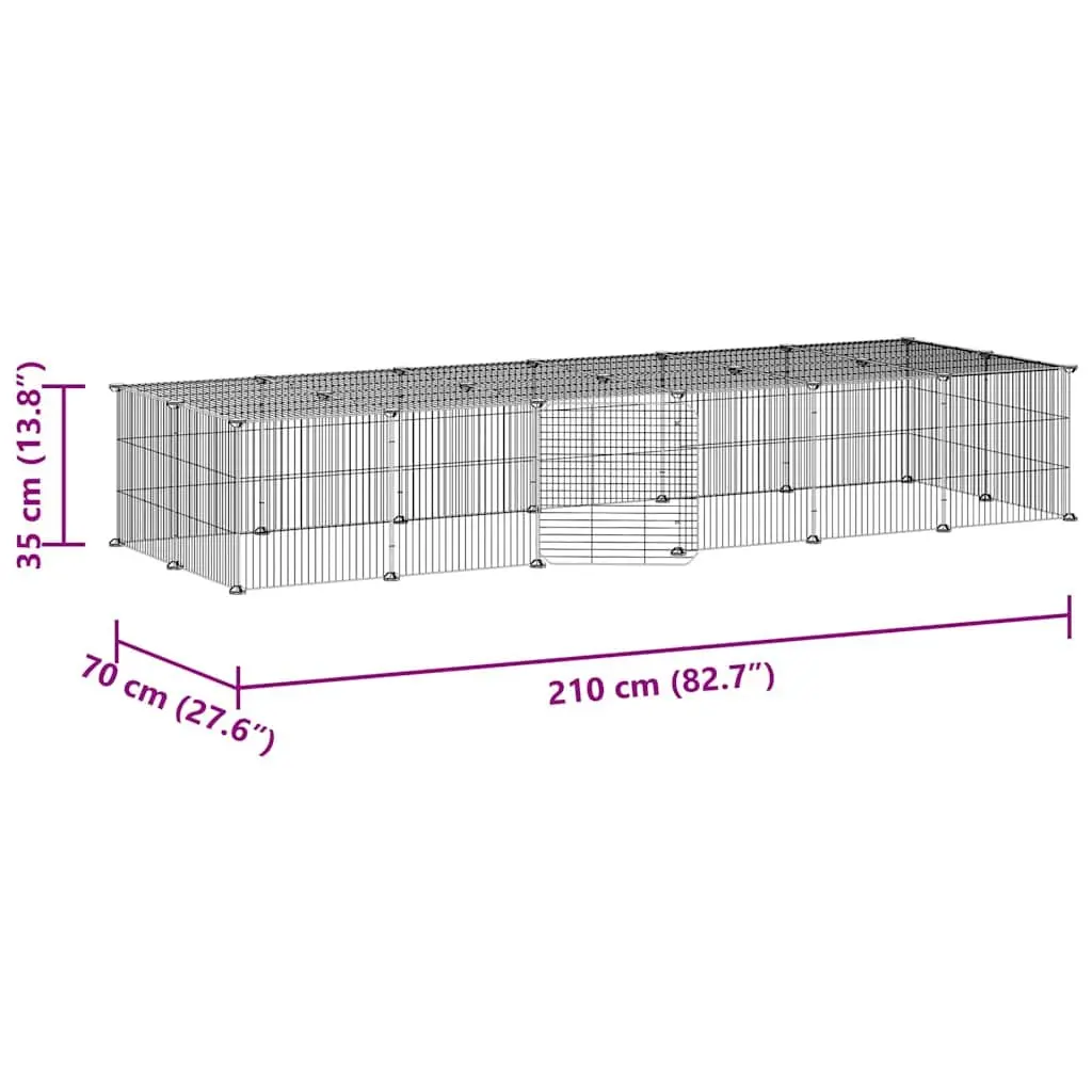 Pet Cage Black 35x35cm 28 Panel Modular Small Animal Habitat Enclosure with Door
