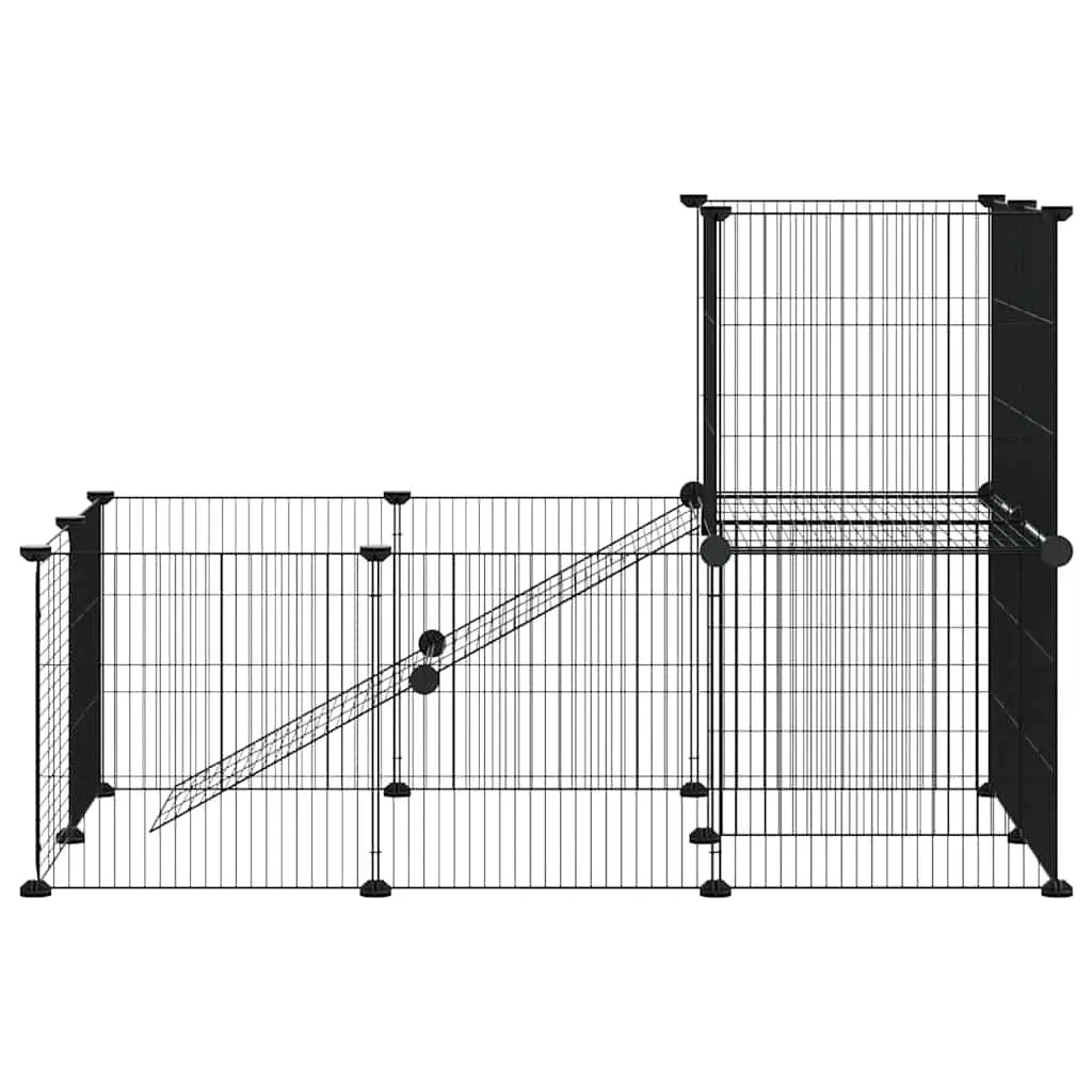 Pet Cage Black 105x70x70 cm 20 Panel DIY Modular Animal Enclosure