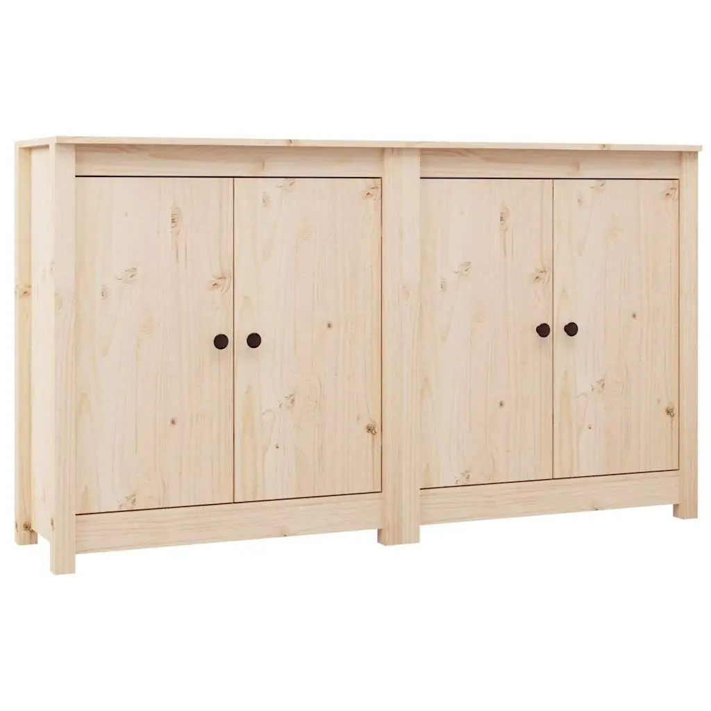 Solid Pine Wood Sideboards Brown 70x35x80 cm Storage Cabinet Set of 2