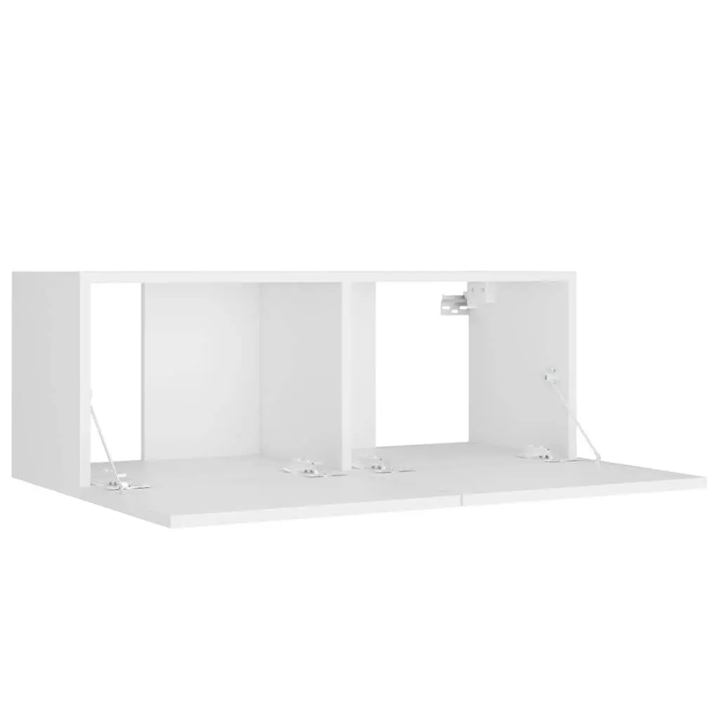 4 Piece Engineered Wood Wall-Mounted Storage Unit White TV Cabinet Set