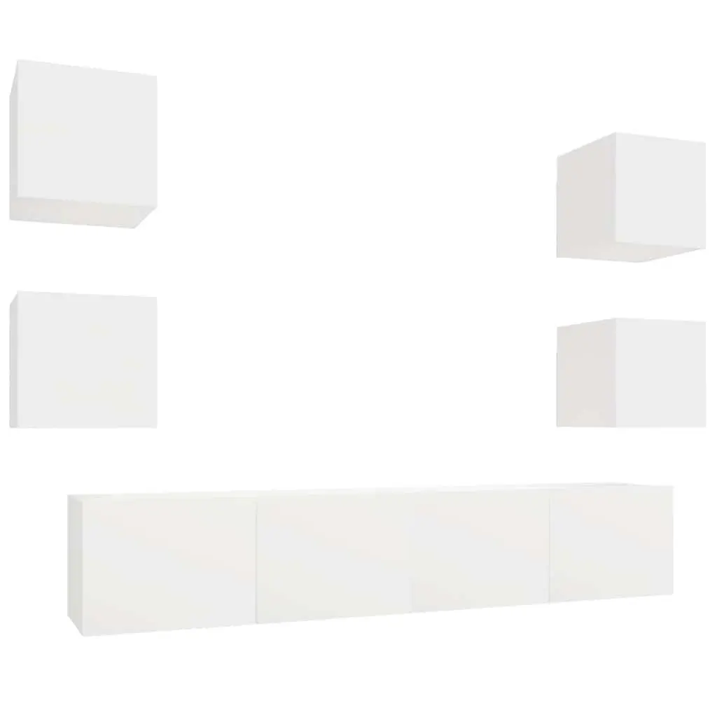 White 6-Piece TV Cabinet Set