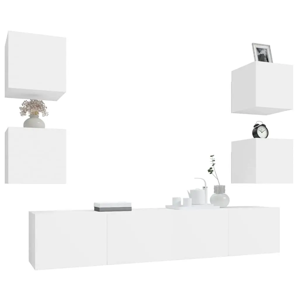 White 6-Piece TV Cabinet Set
