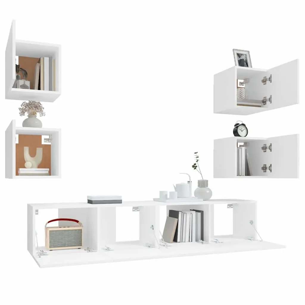 White 6-Piece TV Cabinet Set