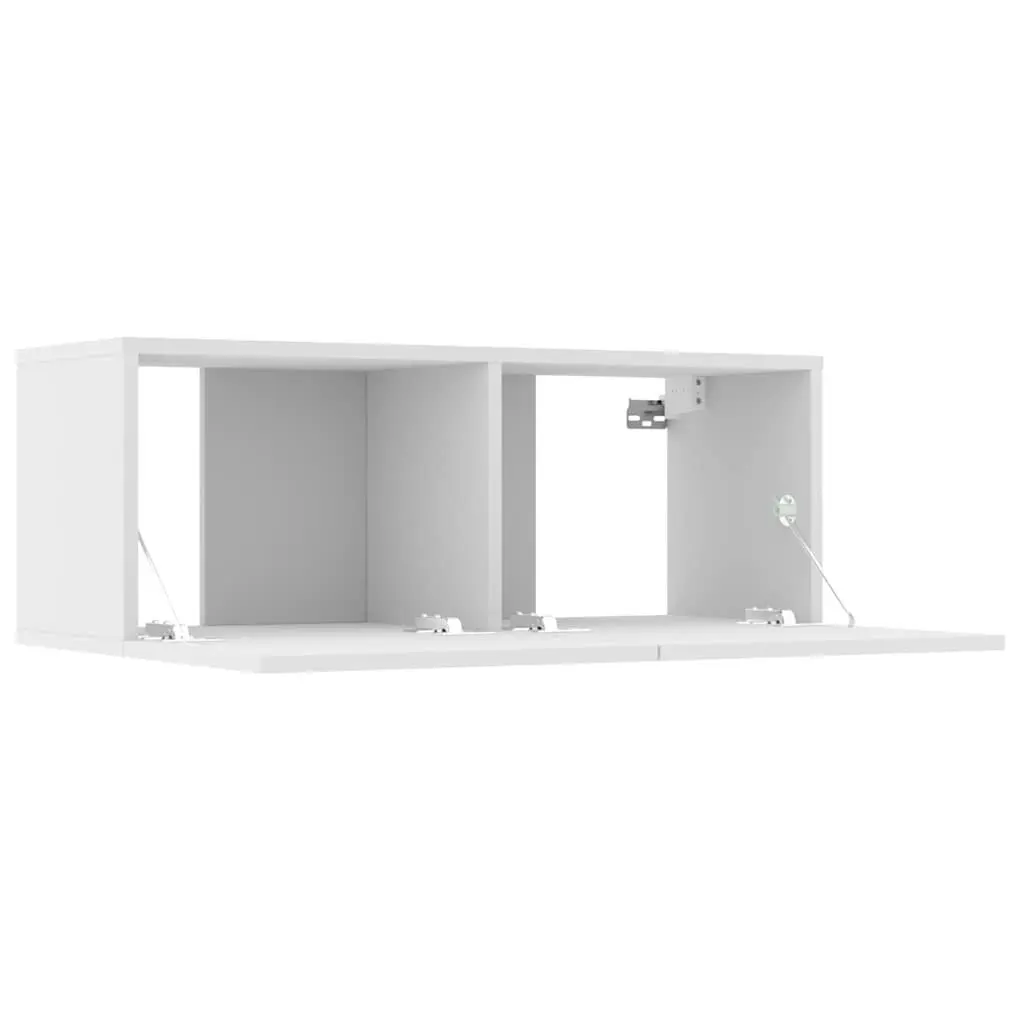 TV Cabinet Set 8 Piece White Wall-Mounted Storage Unit Engineered Wood Furniture