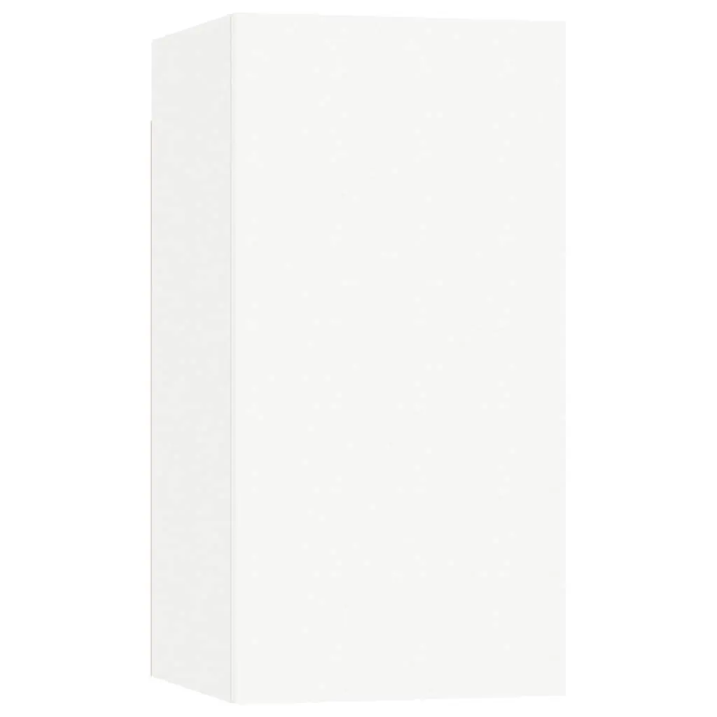 White Wall-Mounted TV Cabinet Set 6 Piece Engineered Wood Storage Unit Living