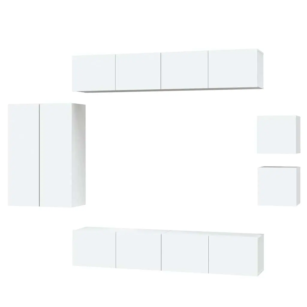 White Engineered Wood TV Cabinet Set with Storage
