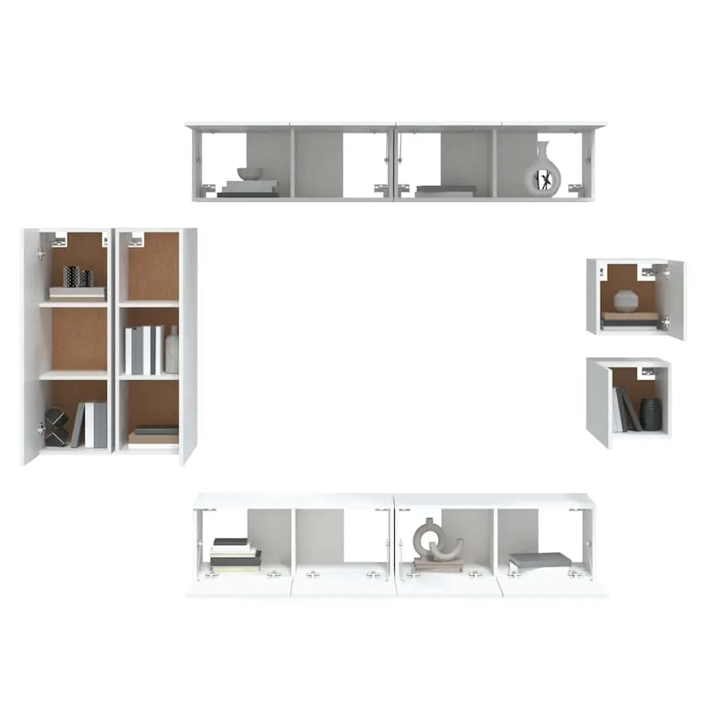 White Engineered Wood TV Cabinet Set with Storage