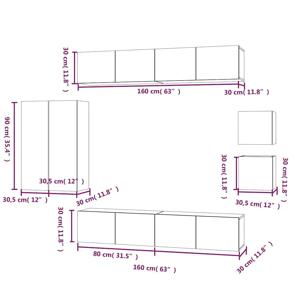 White Engineered Wood TV Cabinet Set with Storage