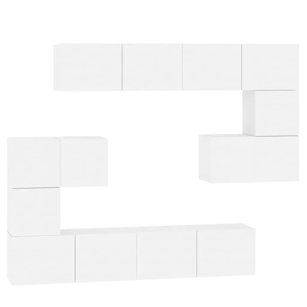 Floating TV Cabinet White Engineered Wood Wall-Mounted Storage Unit with Shelves