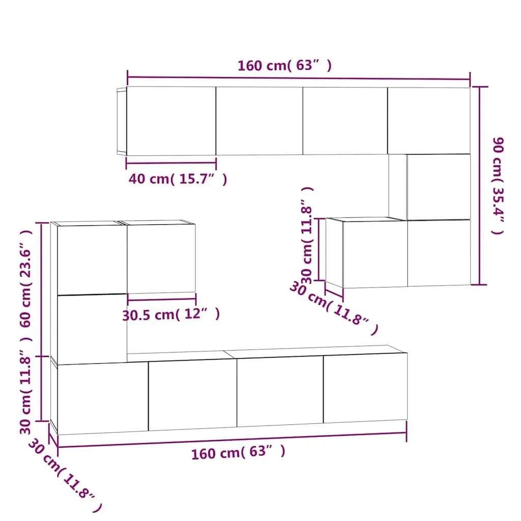 Floating TV Cabinet White Engineered Wood Wall-Mounted Storage Unit with Shelves