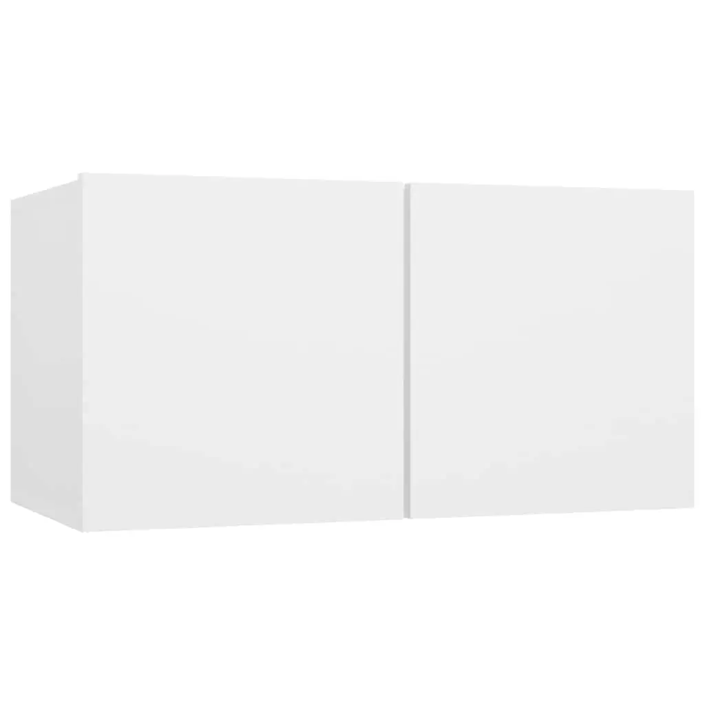 TV Cabinet Set White 4 Piece Wall-Mounted Storage Unit Engineered Wood
