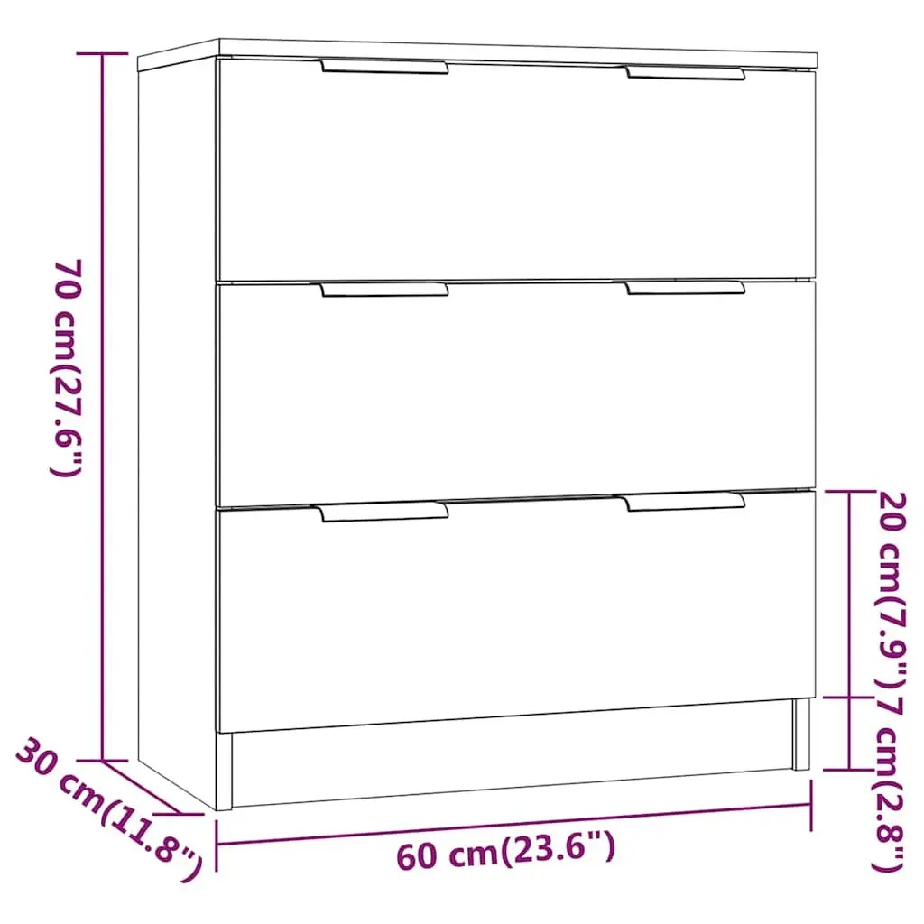 3 Piece Sideboard Buffet Cabinet White Engineered Wood Storage Display Stand