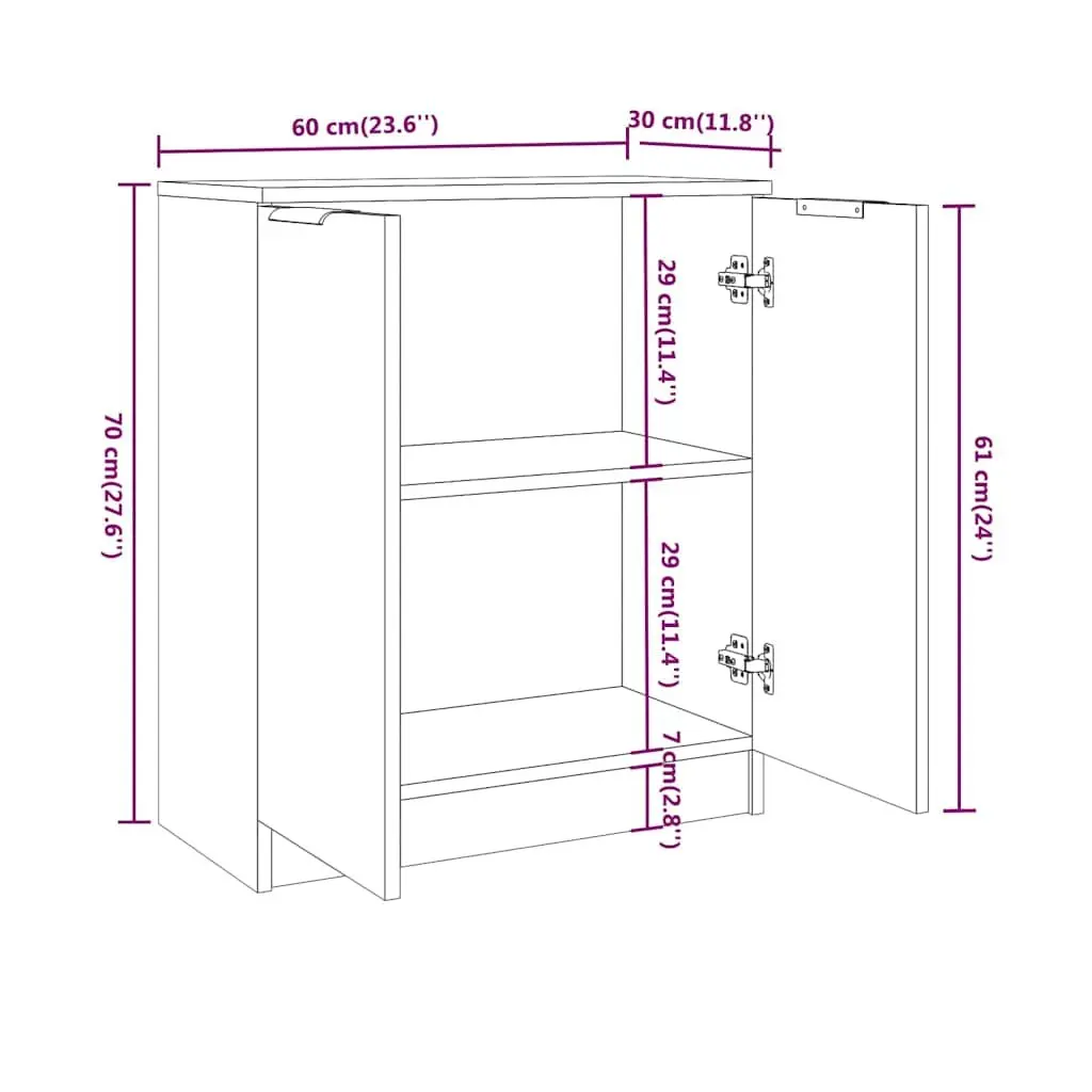 3 Piece Sideboard Buffet Cabinet White Engineered Wood Storage Display Stand