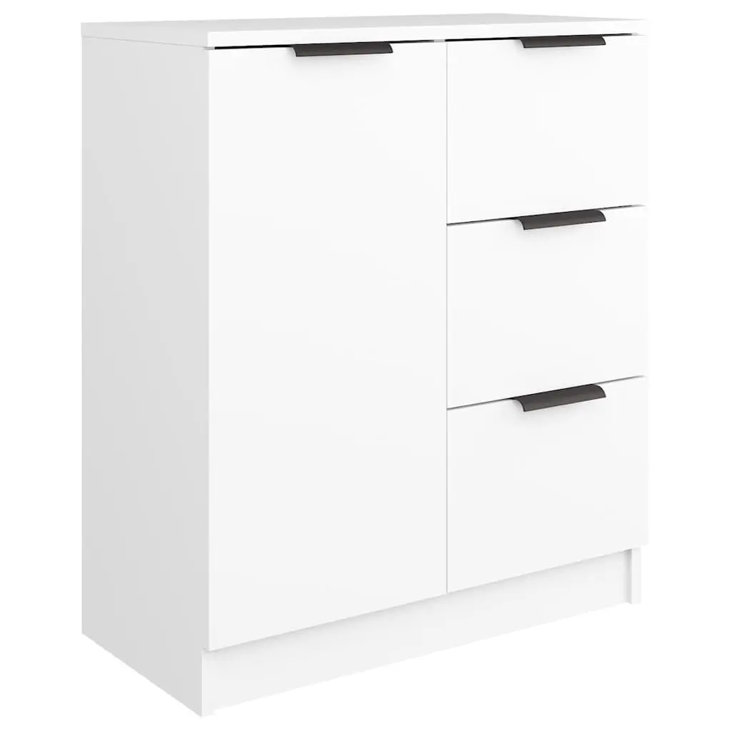 Sideboard Cabinet White Engineered Wood Storage Furniture 2 Piece Living Room Buffet