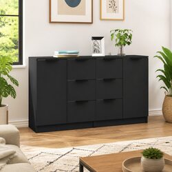 Compact Black Sideboard Cabinets - Set of 2