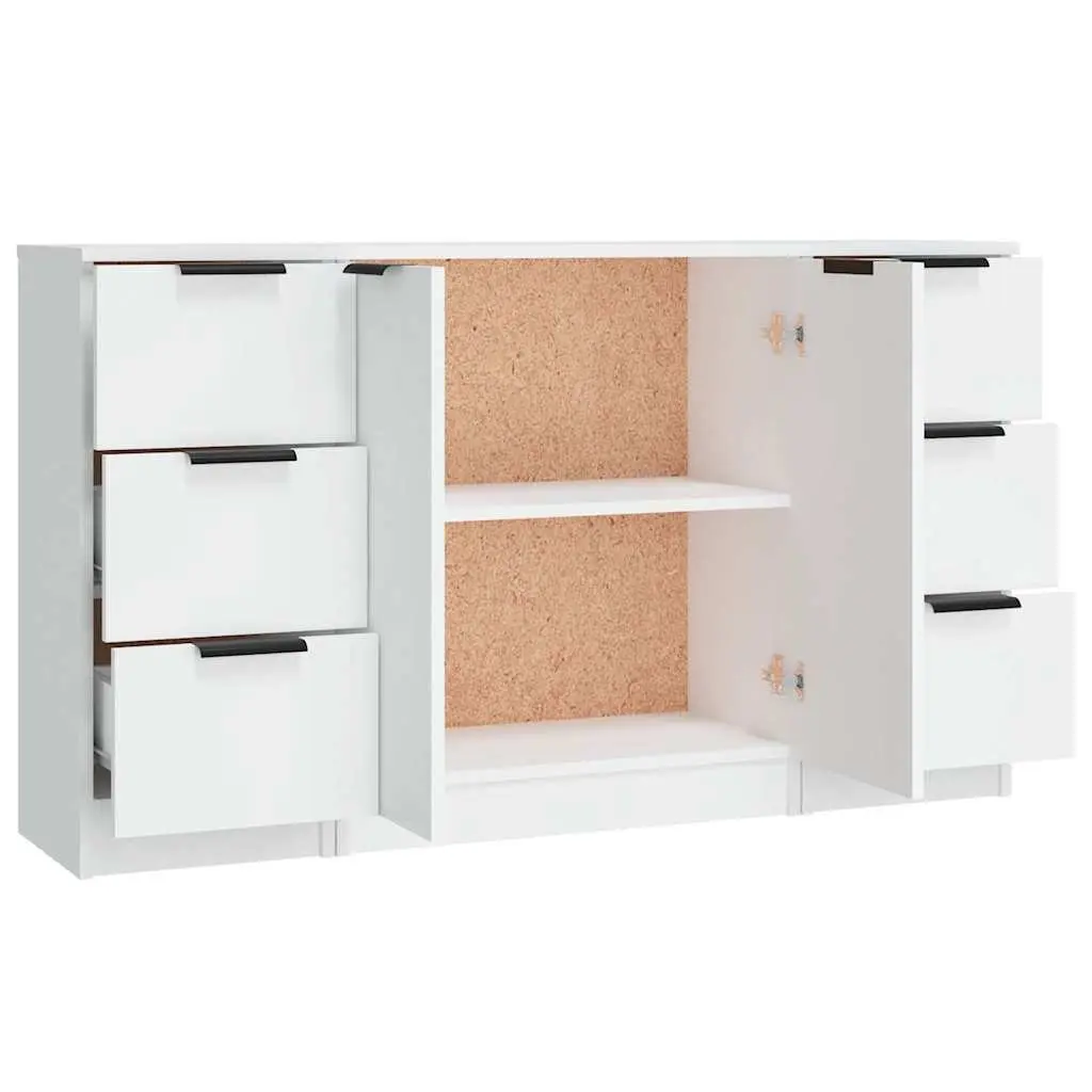 Sideboards White 3 Piece Engineered Wood Storage Cabinet